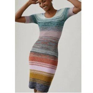 Anthropologie Space Dye Striped Knit Bodycon Fitted Dress M